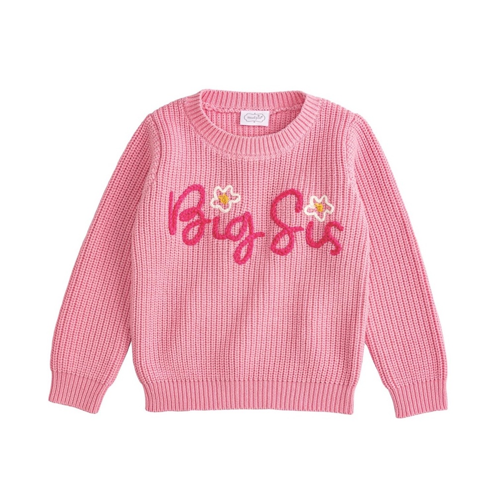 Mud Pie Big Sis Pink Knit Sweater 2T 3T 4T 5T